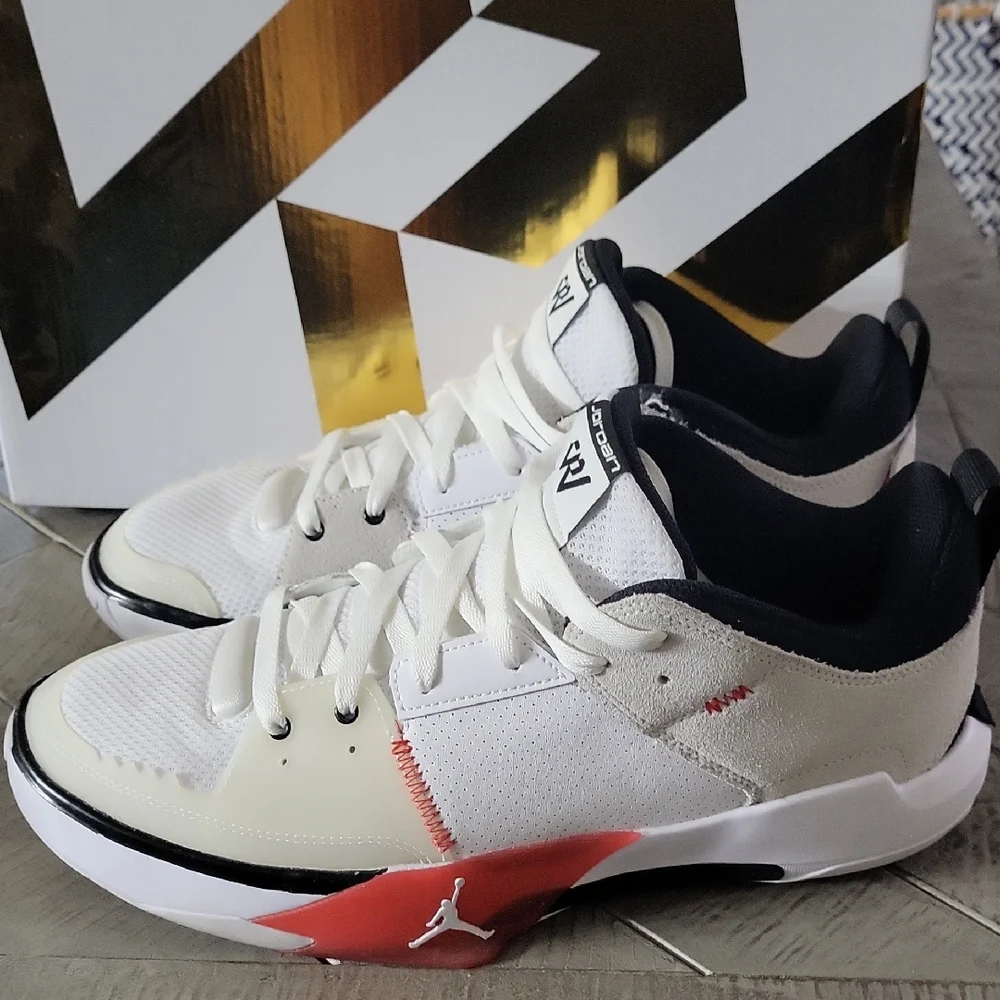 Jordan One Take 5 White Athletic Sneakers Black Red With Box